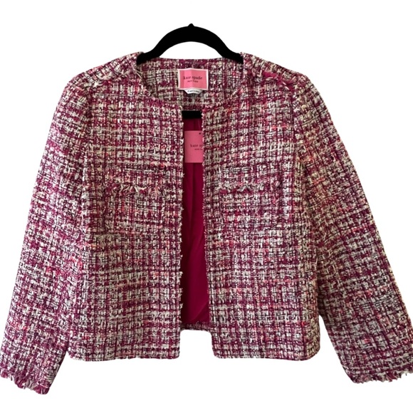 ✨HOST PICK✨ NWT KATE SPADE PINK TEXTURED TWEED JACKET, SIZE 4 - Picture 2 of 9